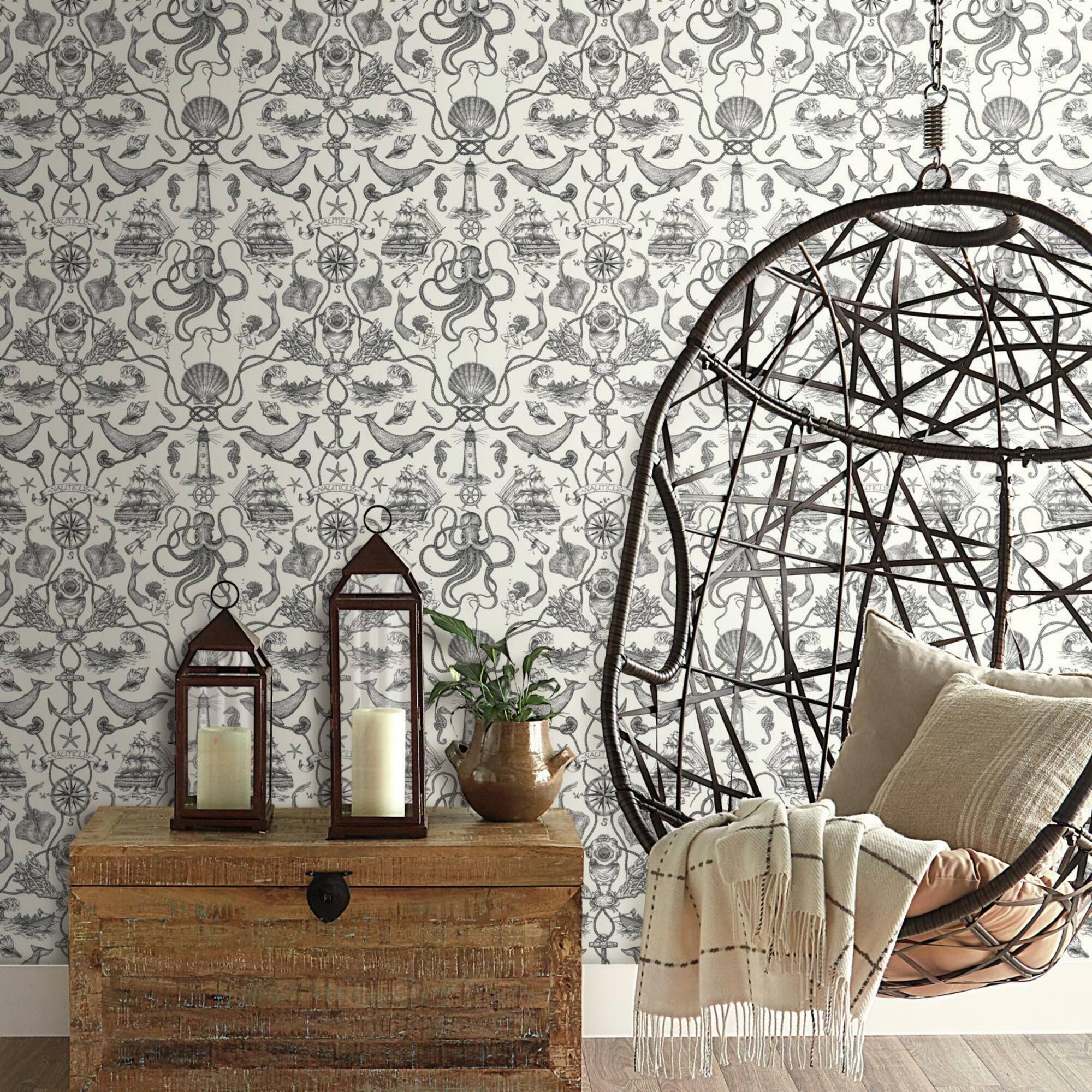 RoomMates Deep Sea Toile Peel & Stick Wallpaper